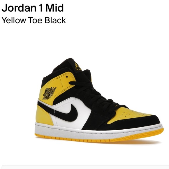 Air Jordan 1 Mid Yellow Toe Black - Picture 5 of 5